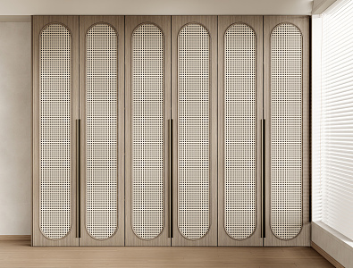 Silky Wardrobe Rattan Wardrobe Solid Wood Wardrobe 3d model