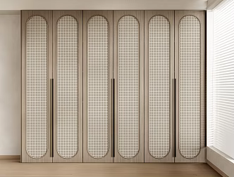 Silky Wardrobe Rattan Wardrobe Solid Wood Wardrobe 3d model