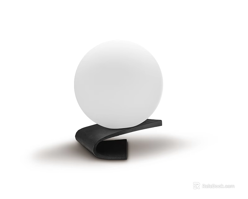 Modern Table Lamp With White Spherical Shade And Black Curved Base 3d model 
