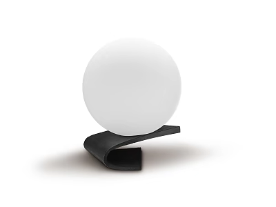 Modern Table Lamp With White Spherical Shade And Black Curved Base 3d model