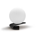 Modern Table Lamp With White Spherical Shade And Black Curved Base