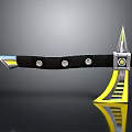 Modern Battle Axe With Black Handle Silver Circular Decorations Yellow Blade Edge And Silver Tip