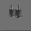 Pair of Shiny Silver Metal Bolts with Threaded Cylindrical Bodies