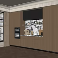 Modern Wooden Wine Cabinet Interior With Open Shelves And Marble Accents