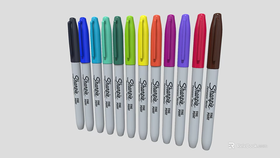 Sharpie Markers With Assorted Vibrant Colors Neatly Arranged For Daily Use 3d model 