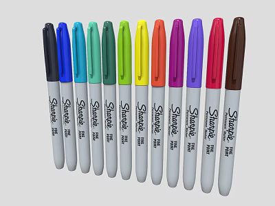 Sharpie Markers With Assorted Vibrant Colors Neatly Arranged For Daily Use 3d model