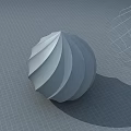Gray Spiral Sphere Sculpture With Textured Surface And Wireframe Structure On Grid Background 3d model