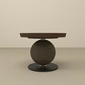 Modern Side Table With Round Top And Spherical Base Dark Finish Design 3d model