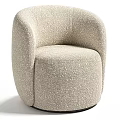 Comfortable Modern Beige Textured Fabric Single Sofa With Rounded Armrests Design