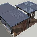 Outdoor Structure With Glass Roof Lattice Design Wooden Flooring And Metal Frame