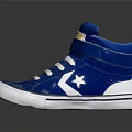 Blue High Top Sneakers With White Laces And Star Logo Design