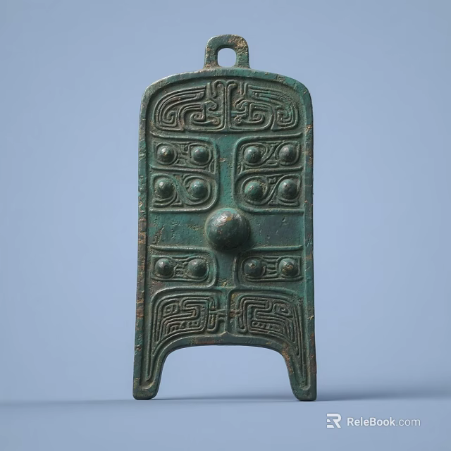 Antique Bronze Ornamental Decor Piece with Intricate Patterns Boss Decorations and Ancient Design 3d model 