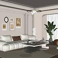 French Cream Style Sofa Coffee Table Combination Fabric Sofa Mother and Mother Coffee Table Pillow Decorative Painting Single Sofa 3d model