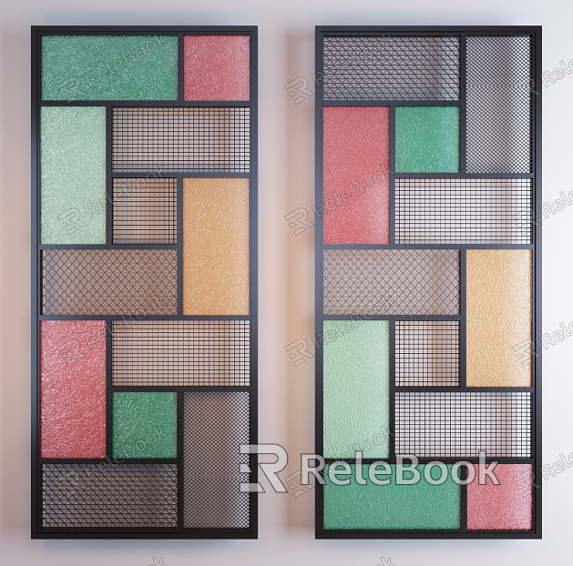 Industrial LOFT partition stained glass partition combination model