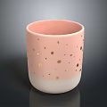 Pink And White Ceramic Cup With Gold Polka Dots For Home Table Decoration