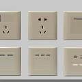 Six Beige Wall Switch Panels Featuring Socket Switch And Network Interface Design