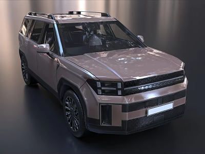 Modern Champagne SUV With Bold Front Grille Roof Rack And Black Alloy Wheels 3d model