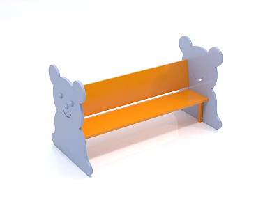 Cute Bear Shaped Kids Chair With Orange Seat And Gray Frame Design 3d model