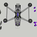 Drone Frame With Scattered Purple And Gray Components On Beige Background 3d model