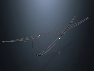 Contemporary Metal Art Installation With Crossed Rods And Reflective Finish 3d model
