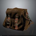 Brown Leather Fashion Bag With Red Straps And Metal Buckles Design