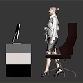 Modern Office Furniture Desk With Black Chair And Computer Monitor In Workspace Design
