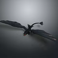 Game Movie Character Black Dragon Flying With Large Wings And Red Eyes