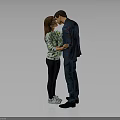 Man In Plaid Shirt And Jeans Facing Woman With Green Patterned Top On Gray Background