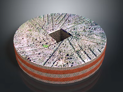 Circular Abrasive Grinding Wheel With Square Center Hole And Orange Bands 3d model