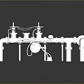 Industrial Metal Pipe System With Valves Connectors And Reflective Surface 3d model