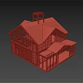 Single Family House Wooden Frame Structure With Blue Roof And Open Porch Design