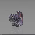 Cute Purple Fantasy Creature Character With Big Red Eyes Spotted Skin And Bat Wings