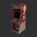 DragonFist Arcade Machine With Red Gray Design And Anime Girl Figure