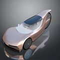 Futuristic Rose Gold Concept Car With Transparent Roof And Unique Wheels