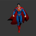 Dynamic Superhero In Blue Costume With Red Cape And Chest S Symbol Running Pose