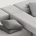 Gray Modular Sectional Sofa With Fabric Upholstery And Decorative Pillows 3d model