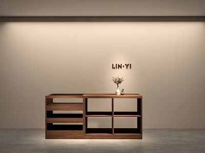 Lin Yi Clothing Store Interior With Wooden Display Cabinet And Decorative Vase Arrangement 3d model