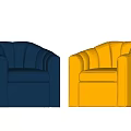 Modern Navy Blue And Yellow Leather Single Sofa With Stitched Armrests Design 3d model