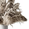 Textured White Ceramic Vase With Dried Pampas Grass And Natural Flower Arrangement
