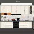Modern Kitchen Interior With White Cabinets Golden Handles And Stainless Steel Appliances