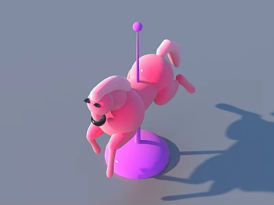 Pink Carousel Horse Doll With Purple Base And Rotating Pink Pole Structure 3d model