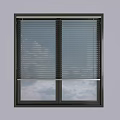 Modern Window Blinds On Double Window With Sky And Clouds View 3d model