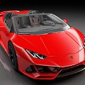 Red Convertible Sports Car With Sleek Design Front Headlights And Luxury Brand Logo