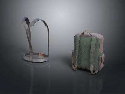Practical Daily Use Backpacks Featuring Gray Frame And Green Beige Design With Straps And Pockets 3d model