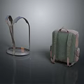 Practical Daily Use Backpacks Featuring Gray Frame And Green Beige Design With Straps And Pockets 3d model