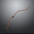 Orange Bow Weapon with Black Grip and Red String on Dark Background