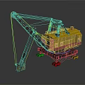 Large Yellow Red Crane Vehicle With Long Boom And Tracked Chassis