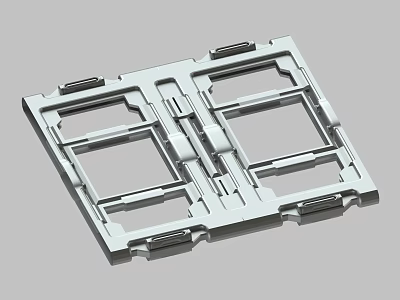 White Industrial Plastic Component With Rectangular Openings And Mounting Brackets For Electronic Device 3d model
