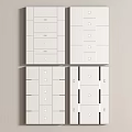 Four Different White Ceiling Designs With Square Geometric Patterns And Lines