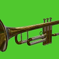 Brass Musical Instrument Trumpet on Green Background for Art and Craft Supplies